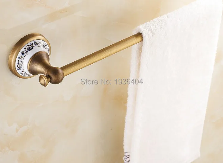 Оптом и в розницу Античная бронзовая вешалка для полотенец с фарфором настенная Полка для полотенец для ванной TR1008