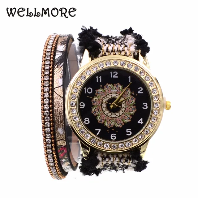 WELLMORE black lace ribbon fashion&casual quartz Wristwatches Bohemia bracelet w WELLMORE black lace ribbon fashion&casual quartz Wristwatches Bohemia bracelet w