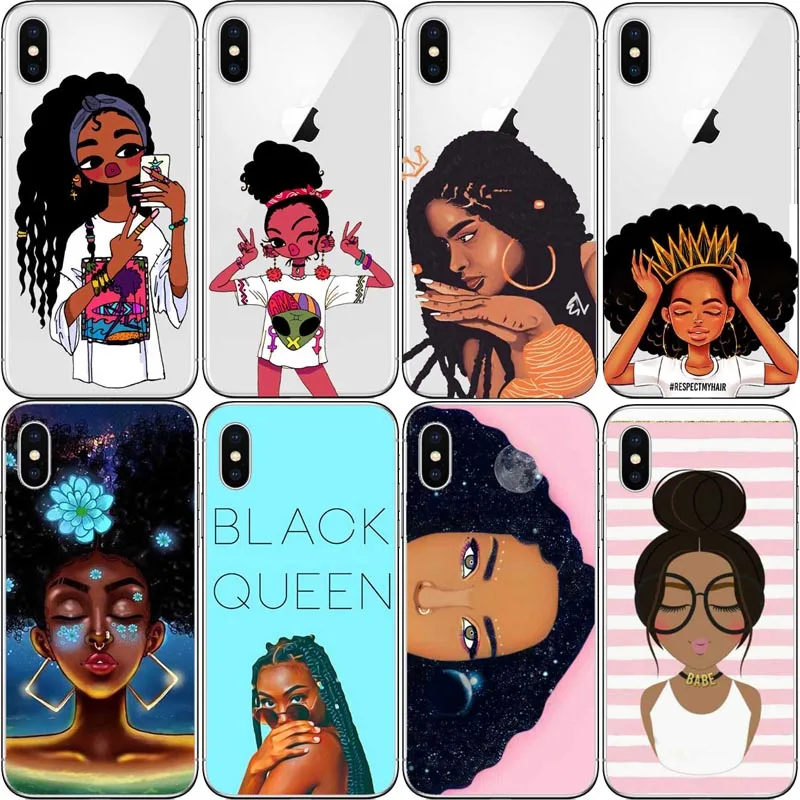 

2bunz Melanin Poppin Aba Fashion Black Girl Phone Cases For iPhone 5 5C SE 6 6plus 7 X XR XS MAX Hard plastic Cover