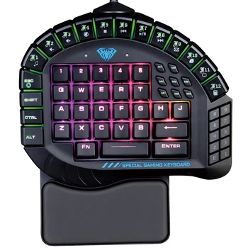 

AULA Single Hand Macro RGB Backlit Mechanical Keyboard Blue Switch PUBG Game Gamer One Hand Split Mini Gaming Keyboards Computer