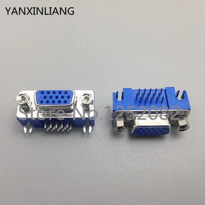 

10pcs D-SUB DB15 Right Angle 15 Pin Female PCB Connector 3 Rows DR15F Blue Short