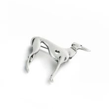 Standing Greyhound Brooch Fashion Cute Dog Lovers Brooch Pins Loves Dog Brooches for Women and Men Antique Sliver Lead Free