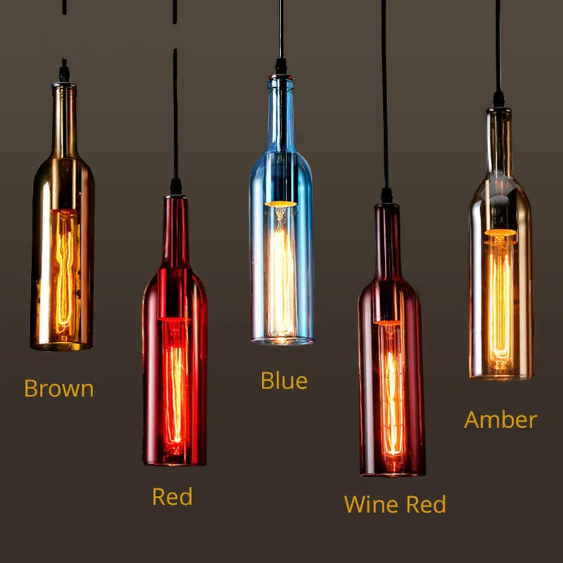 Lámpara nórdica Eusolis botella De vino luces colgantes iluminación del hogar iluminación moderna iluminación Interior Lustres Para Sala De Jantar