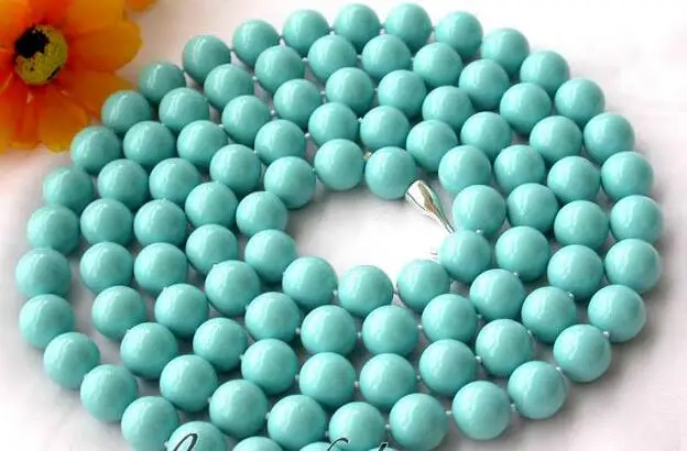 

3512 round turquoise south sea shell pearl necklace