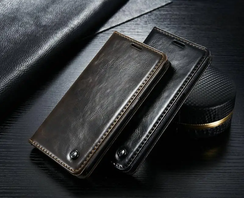  CaseMe Top Genuine Leather Phone Cases for Samsung Galaxy S6/S6Edge/S7/S7Edge Wallet Card Holder Flip Stand Mobile Case bags 