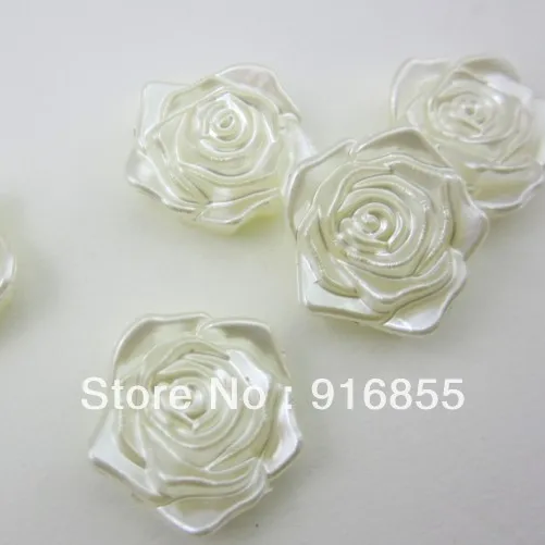 

Free shipping 200pcs/lot 20mm pearl white color rose flower shape flatback pearls DIY decoration