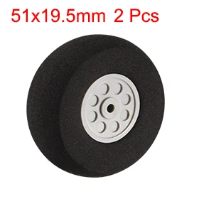 Uxcell Hot Sale 2PCS 51x3.1x19.5mm Gray Plastic Hub Black Foam Wheel Toy Car Wheel for RC Remote Control Airplane High Quality