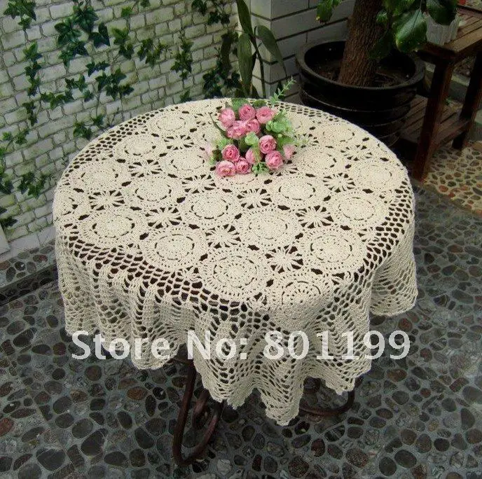 35.5" (90 CM ) Vintage Handmade Crocheted Tablecloths/Tablemat in