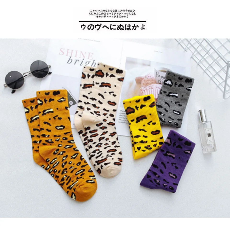 Winter And Autumn Fashion Leopard Ladies Socks Novelty Funny Sock Harajuku Trend Warm Cotton Casual Soft Spot Leopard cottons (3)