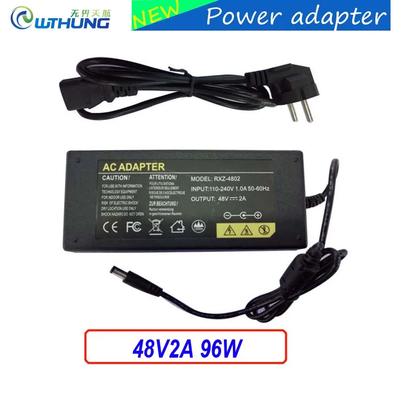 

Power Supply Adapter input AC110v/220V output DC 48V 2A 96W IC protection EU/AU/US/UK plug DC 5.5X2.1mm for IP cam Poe switch