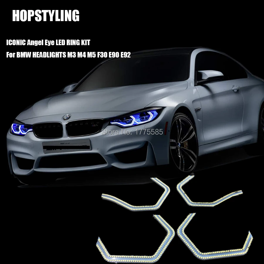 Hopstyling, супер крутой светодиодный комплект для BMW, фары, концепция M4, стиль DTM M3 M5 F30, SMD СВЕТОДИОДНЫЙ, ангельские глазки, Halo кольца, авто Замена