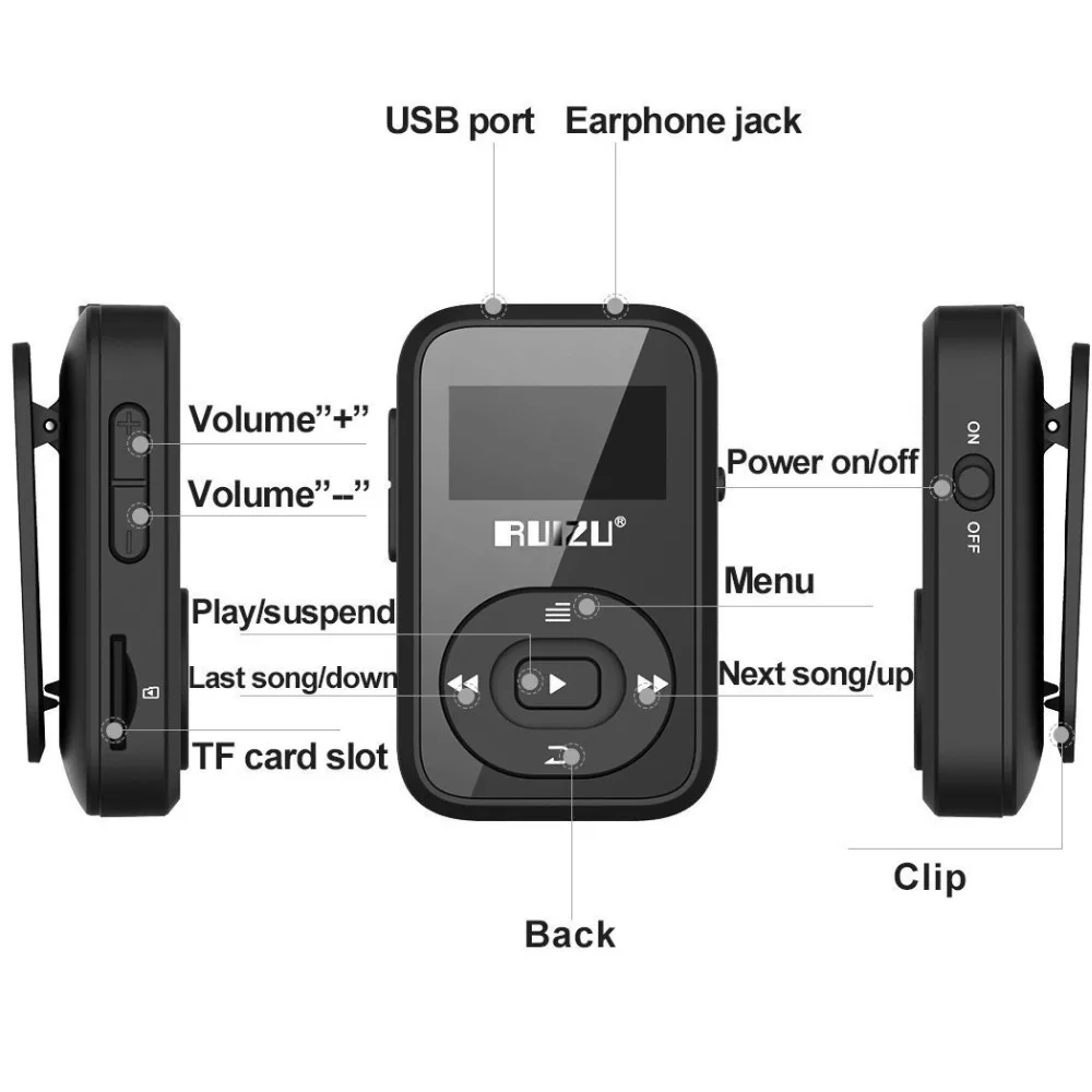 RUIZU X26 Спорт MP3 плеер 8 Гб памяти музыка Динамик s MP3 FM USB Портативный MP3 Running bluetooth-динамик с чтения электронных книг