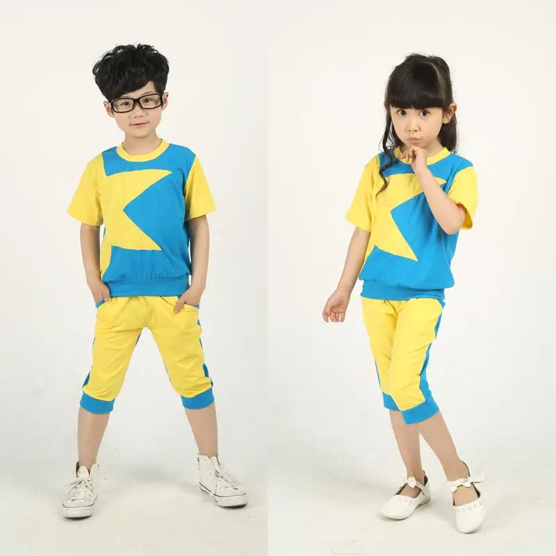 2015 fashion summer style print boy girl suits 3 4 5 6 7 8 9 10 11 12