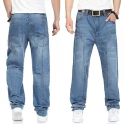 Большие размеры 44 42 5XL 4XL Мужская Рок скейтборд хип-хоп джинсы 2019 новые мешковатые джинсы высокое качество дизайнер марки мужские брюки