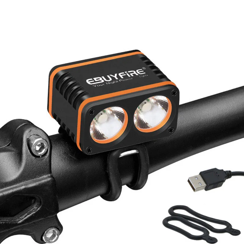 USB велосипедный светильник 2xT6 800LM 4 режима светодиодный велосипедный Usb велосипедный головной светильник с 2* Orings(без батареи