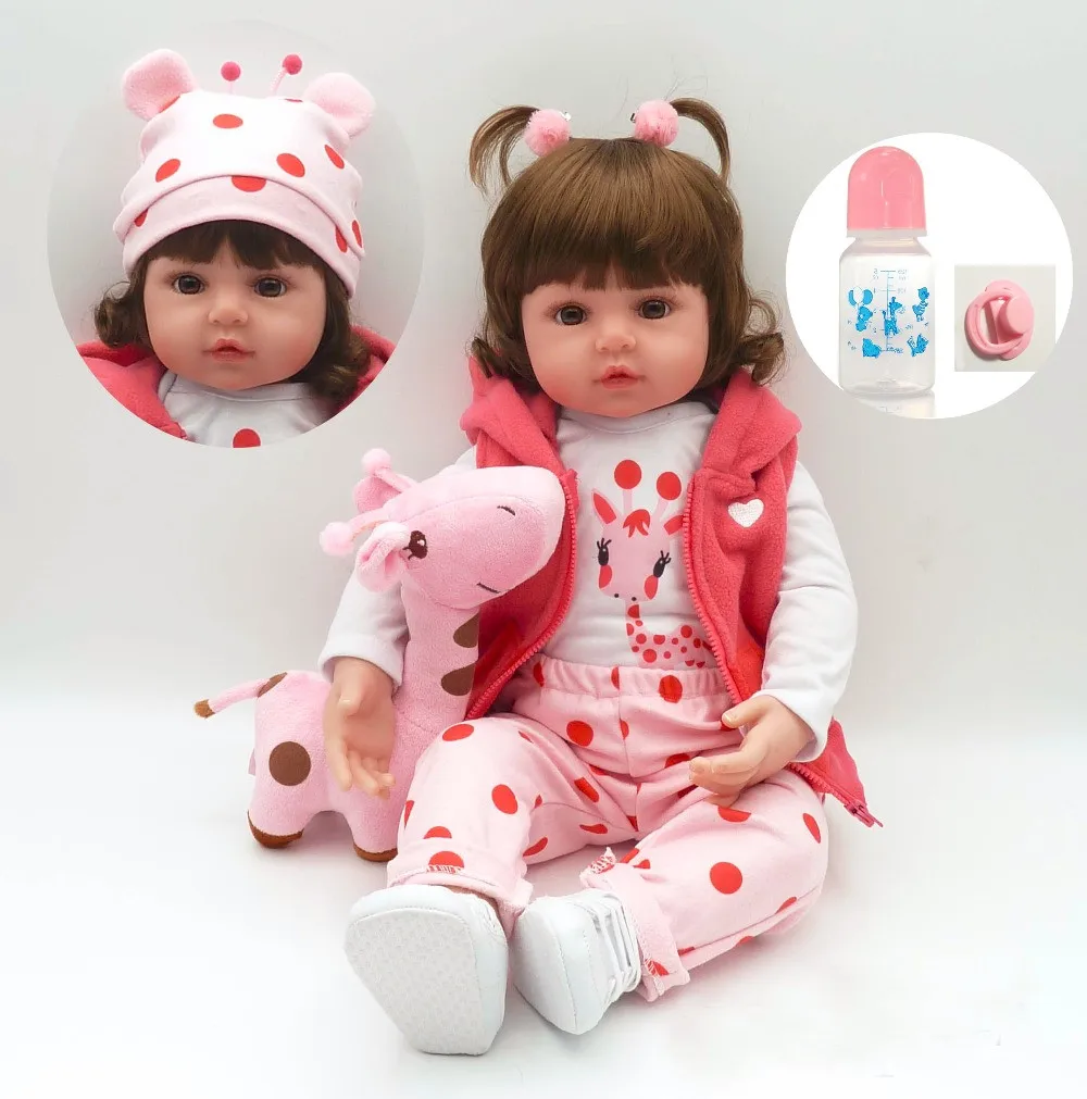 

N02 Realistic bebe Reborn Baby Doll 58/48cm soft Silicone Lifelike Curved hair Baby Doll Toy Ethnic Doll For Kids Birthday Gifts