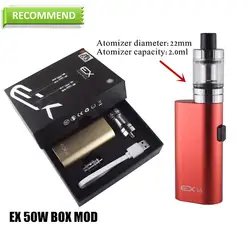 Оригинальный EX 50 Вт электронная сигарета vape 2000 мАч поле mod комплекты жидкости для электронных сигарет vape liquid 2,0 мл бак распылитель мех mod