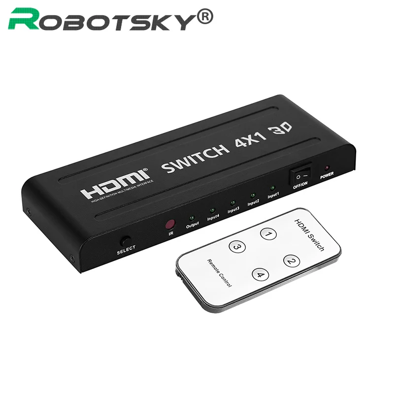 

HD 3D 1080P V1.4 4x1 HDMI Switch Splitter 4 In 1 out HDMI Selector Converter & Remote Control for XBOX360 DVD PS3 Projector
