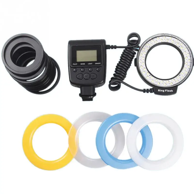 High quality LED light Visual LCD display SLR camera ring flash macro