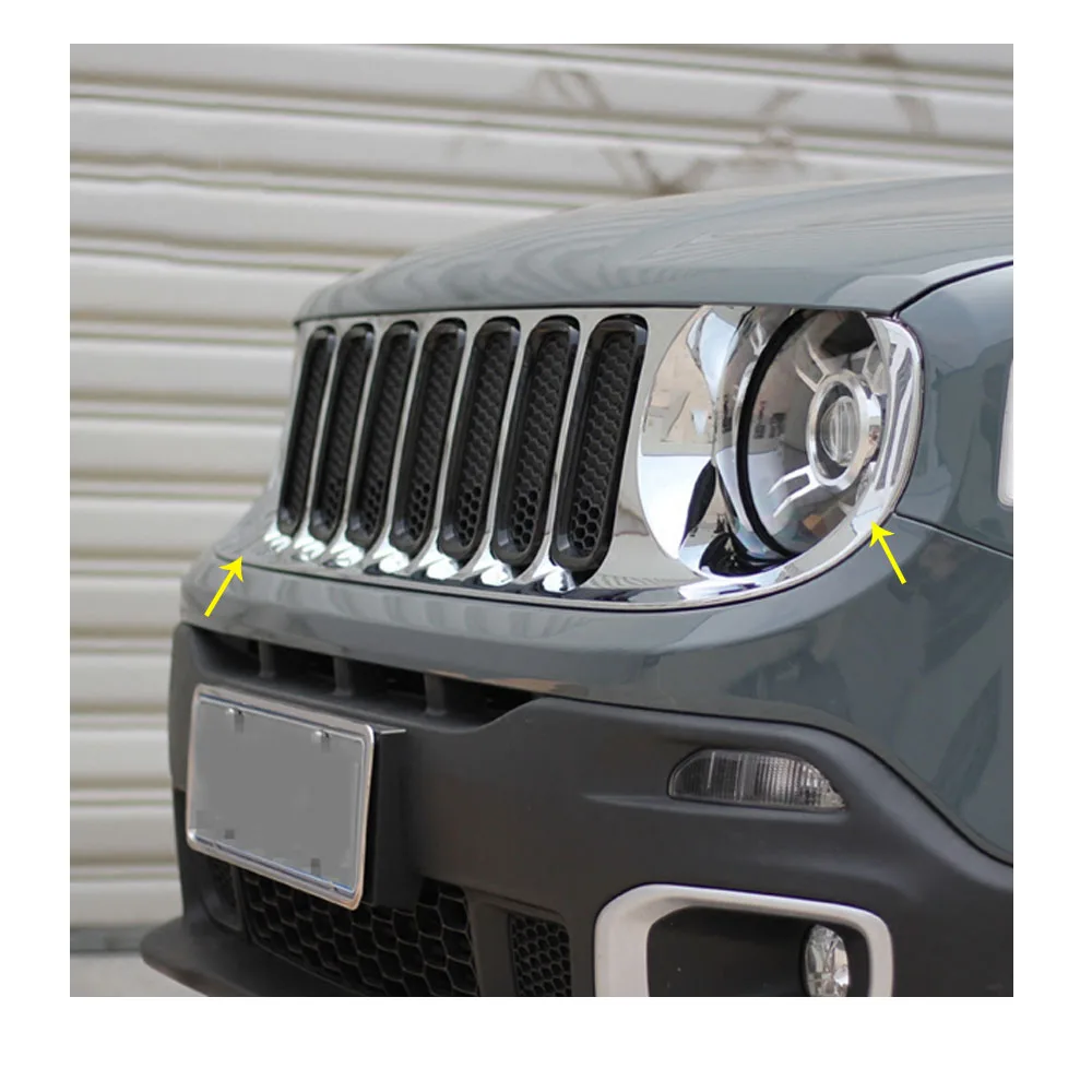 Для Jeep Renegade автомобильный корпус Стильный чехол Защита детектор Отделка Передняя решетка гриль молдинг части 1 шт