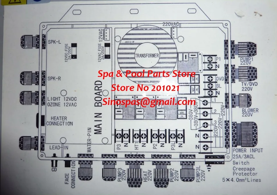 Jazzi2-3P  220V single phase or 380V 3 phase hot tub controller Control box pack + KL8-3 display panel  for Jazzi 3 pump spa