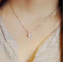 Free Shipping 925 Sterling Silver Jewelry AAA Zircon CZ Diamond Six Claw Maxi Necklace Necklaces & Pendants For Women D206