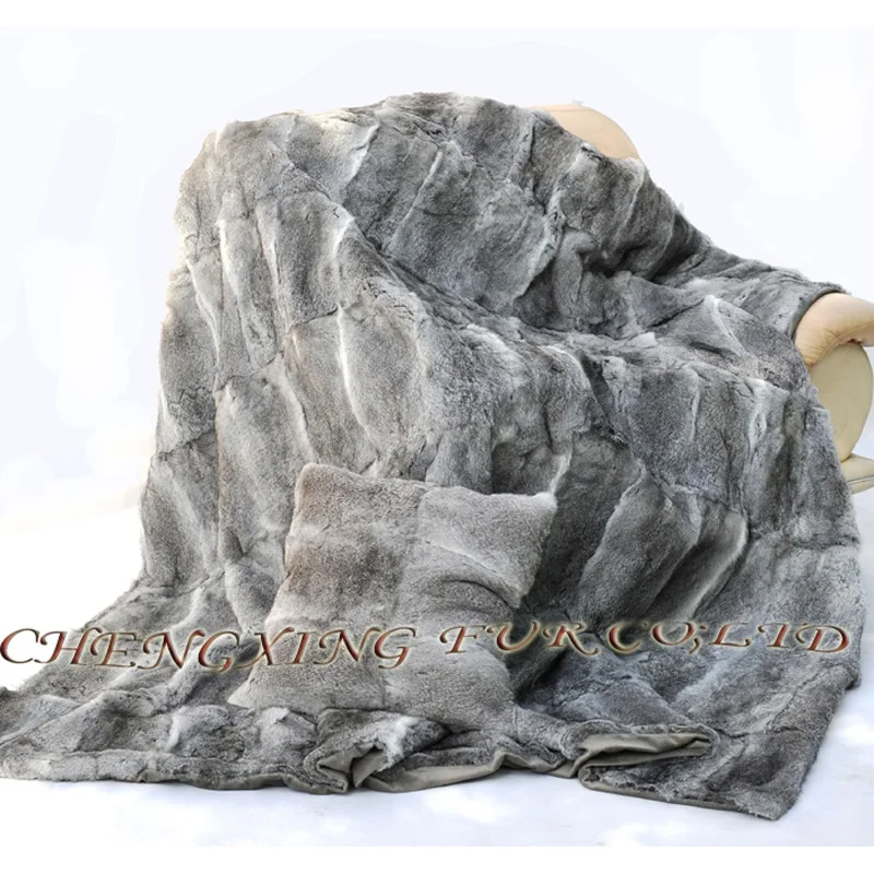 

CX-D-08B Striped Natural Colour Rabbit Fur Throw Blanket ~ DROP SHIPPING
