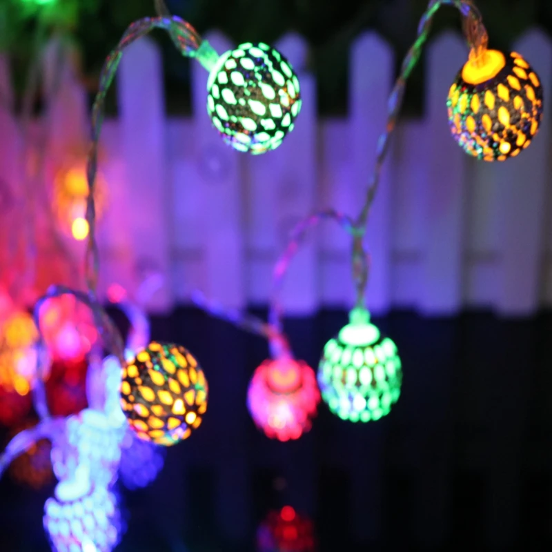 

Hot 20LEDS 2.5M Hollow Iron Ball string light Battery LED Light For Wedding Party Christmas Garlands Lamp Decoration