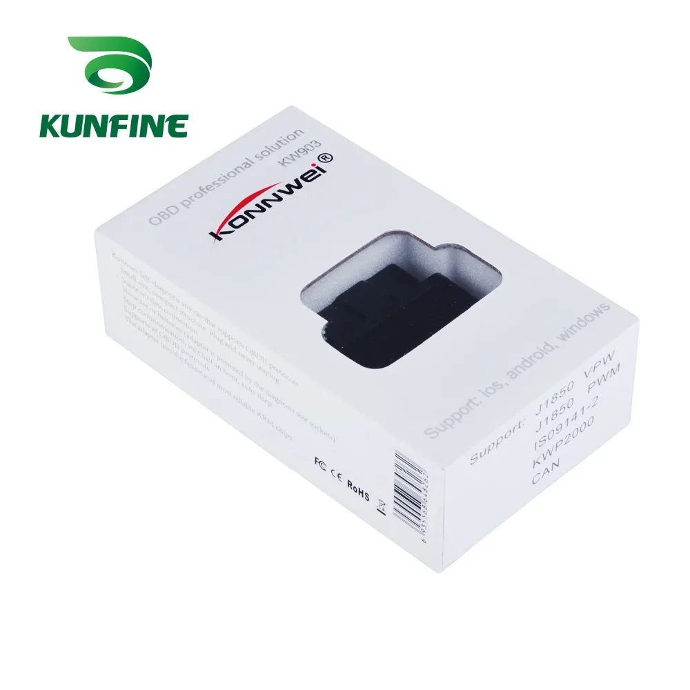 Kunfine KW903 Bluetooth 3.0 OBD2 сканер Code Reader стирания неисправностей ошибки OBD 2 ELM 327 ELM327 для Android Авто автомобильная инструмент