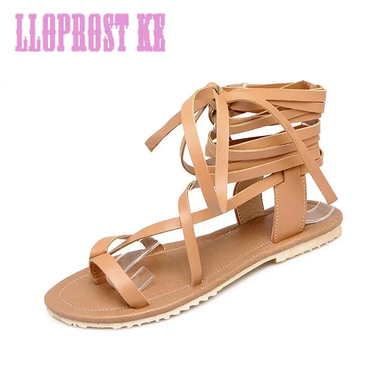 

Lloprost Ke Womens Ladies Gladiator Flat Sandals Shoes Fashion Comfortable Summer Sandals Summer Flats With Plus Size34-52 YZ002