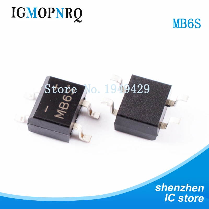 

100PCS/lot MB6S SOP4 Bridge rectifier 0.5A Bridge New original free shipping