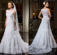 2013 New Design Lace High Neckline A line Wedding Dresses with Buttons back LT21