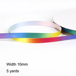 Vibrant Rainbow Grosgrain Ribbons for Crafting and Sewing - 5 Yards (Width 10mm)