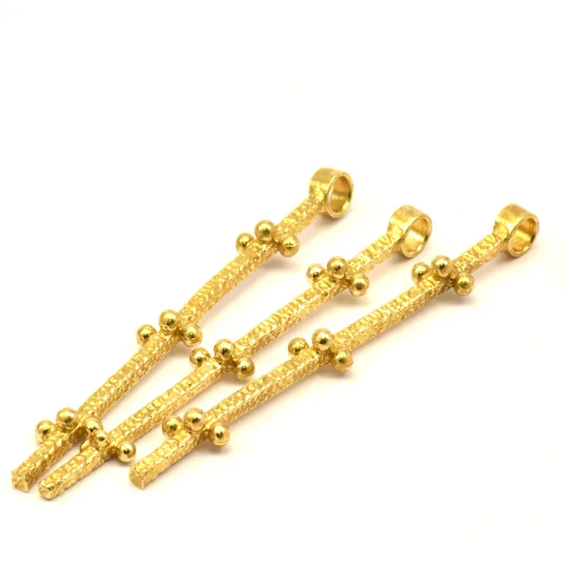 

.. 6pcs.. Raw Brass bar .Textured Pendant .Charms (1 Loop). Size : 55mm - Hole size : 3.3mm-- 9choose