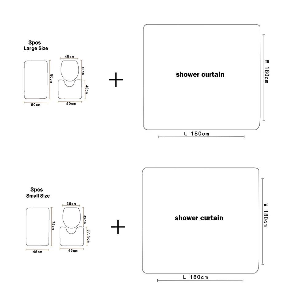 Zeegle Набор ковриков для ванной с принтом и занавеской для душа, коврик из микрофибры с крышкой для унитаза, коврик для ванной, коврик для ног