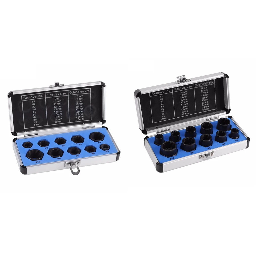 

10pcs Hex Bolt Nut Parts Damaging Remover Extractor Set Extraction Tool Threading Tools Kit