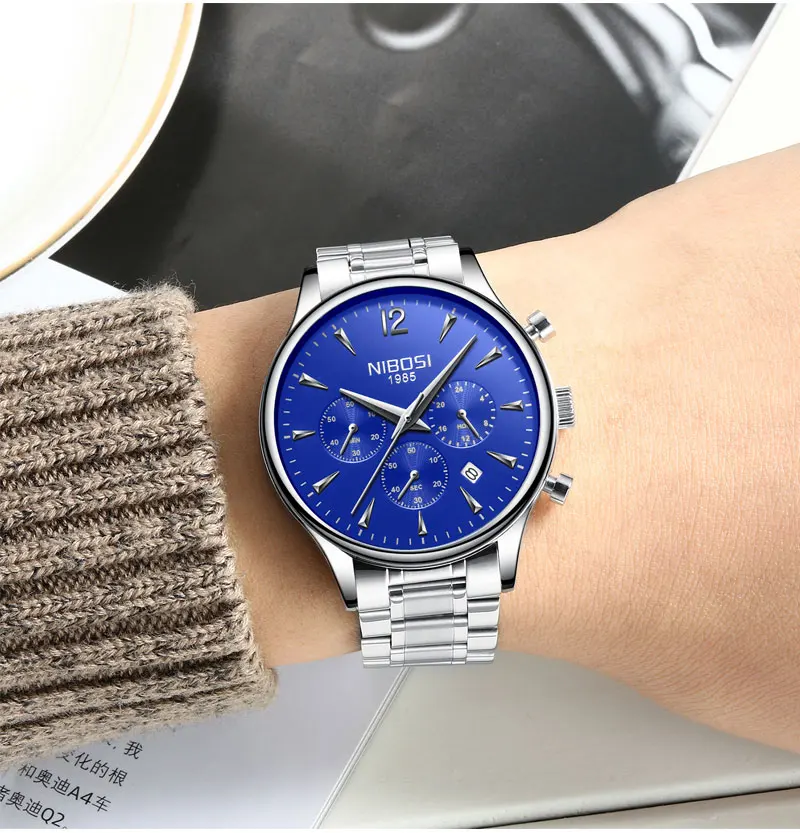 Relogio Masculino NIBOSI Men's Quartz Watch Business Watch Casual Gold And Black Wristwatch Waterproof Stainless Steel With Date (8)