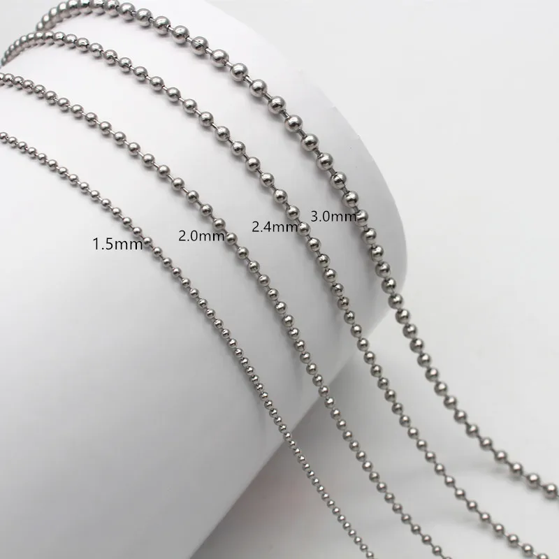 Stainless Steel Ball Chain 1.5 mm to 5 mm Lengths of  46 cm to 3 Metres 