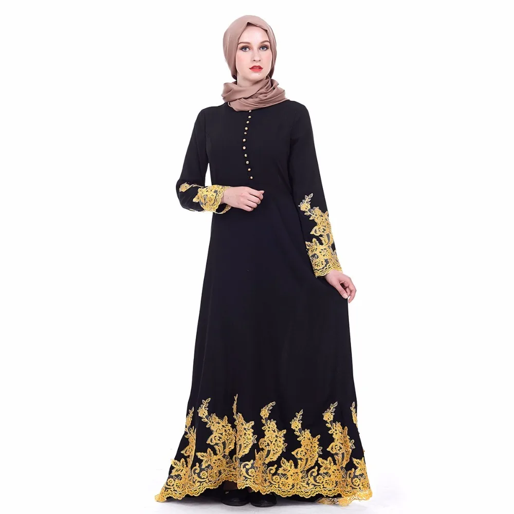 Abaya Turkish evening gown Lace Muslim maxi Long Dress Women Middle