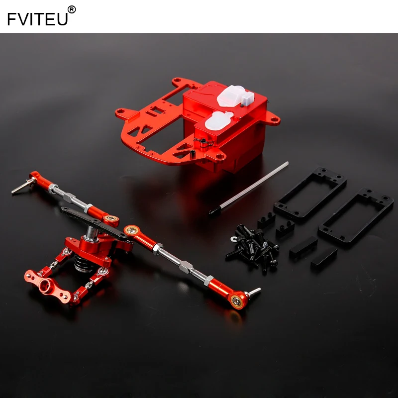 FVITEU CNC Alloy Electronics Case Symmetric Steering Gear kits for 1/5 HPI Baja 5B SS 5T 5SC Rovan King Motor | Игрушки и хобби