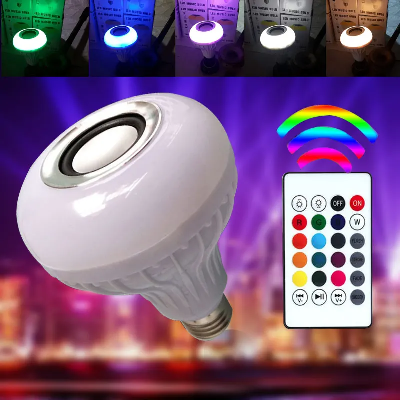

Wireless Bluetooth Speaker Bulb With 24 Keys Remote Control Lamp Music Playing Smart RGB LED Energy Saving Light -- WWO6
