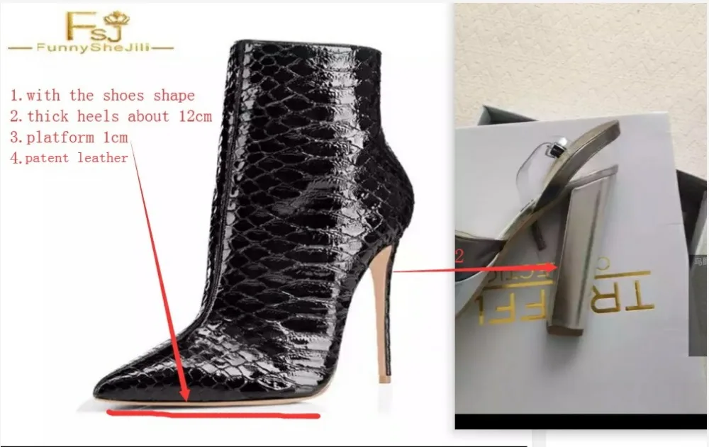 

Black Red Fashion Ankle Boots Women Thin High Heels 12cm Pointy Toe Shoes Woman Geometric Zip Sexy FSJ For zehava Malkiel