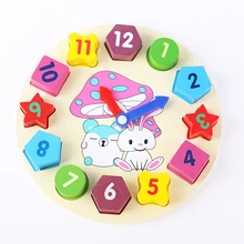 Пазлы 1 шт./компл. животных мультфильм образовательная игрушка для детей цифровые деревянные часы игрушка с бисером