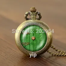Hobbit orificio para cerradura de puerta acogedor bilbo baggins lotro reloj de bolsillo de cuarzo 1 unids/lote cadena Los anillos para hombre steampunk doctor who dw vintage