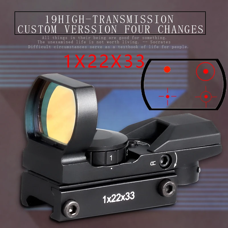 Tanie Hot new jakości 20mm Rail luneta optyka myśliwska holograficzny kolimator red dot Reflex 4 Tactical zakres celownik kolimatorowy