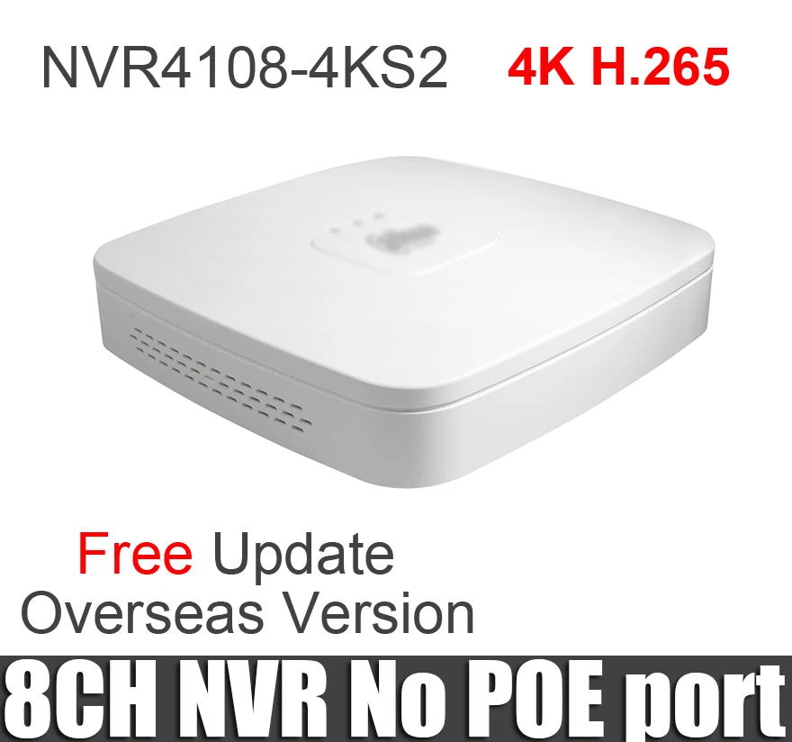 

Dahua 8ch nvr NVR4108-4ks2 4k network recorder replace NVR4108 8 channels Smart 1U Mini NVR H.265 8mp resulotion with logo