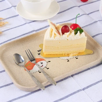 

Eco-friendly Rectangle Wheat fiber Plastic Breakfast Food Serving Tray Teapot Cup Tableware Holder Fruit Buffet Plate Board 1PC