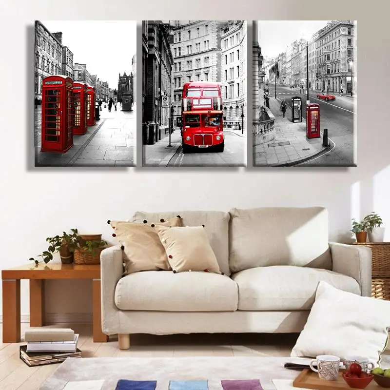 

3 Pieces/set Modern Wall Painting London Landscape Home Decorative Art Picture Paint on Canvas Print Unframed