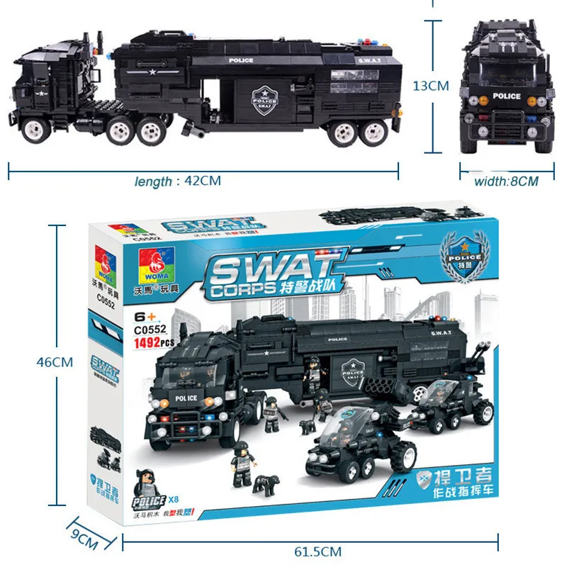 

2393pcs Children's educational building blocks toy Compatible Legoing city Special police team series Aegis riot armored vehicle