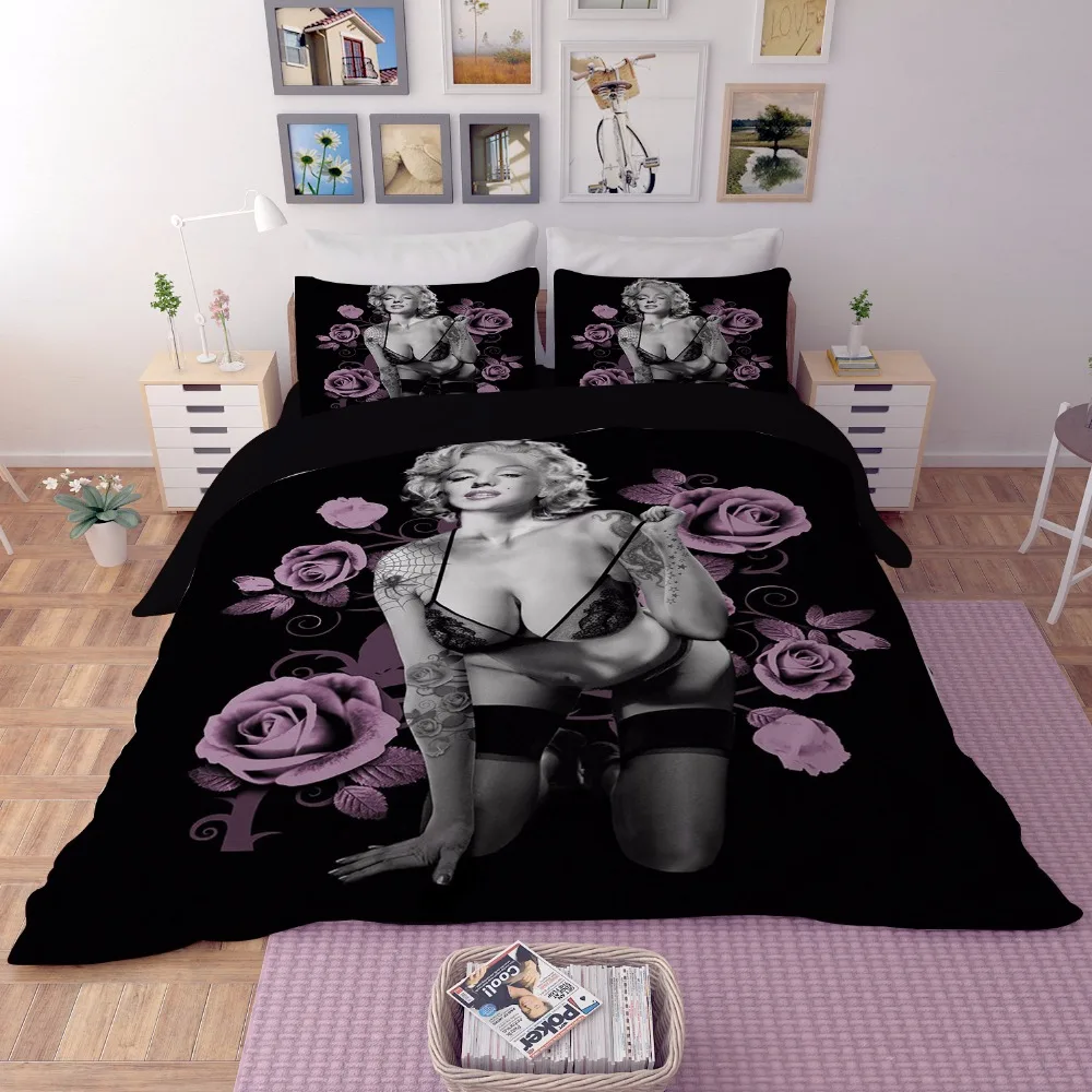 Beautiful 3D Marilyn Monroe Bedding Sets Twin Full Queen King size duvet cover bedsheet pillowcases Bedclothes for Wedding Gift | Дом и сад